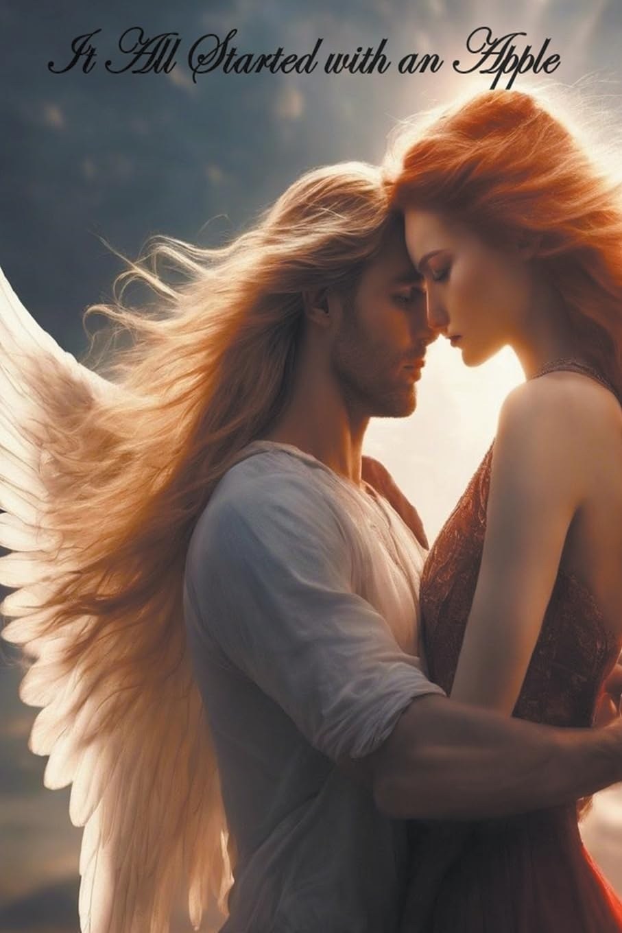It All Started with an Apple Book cover with two angels embracing.